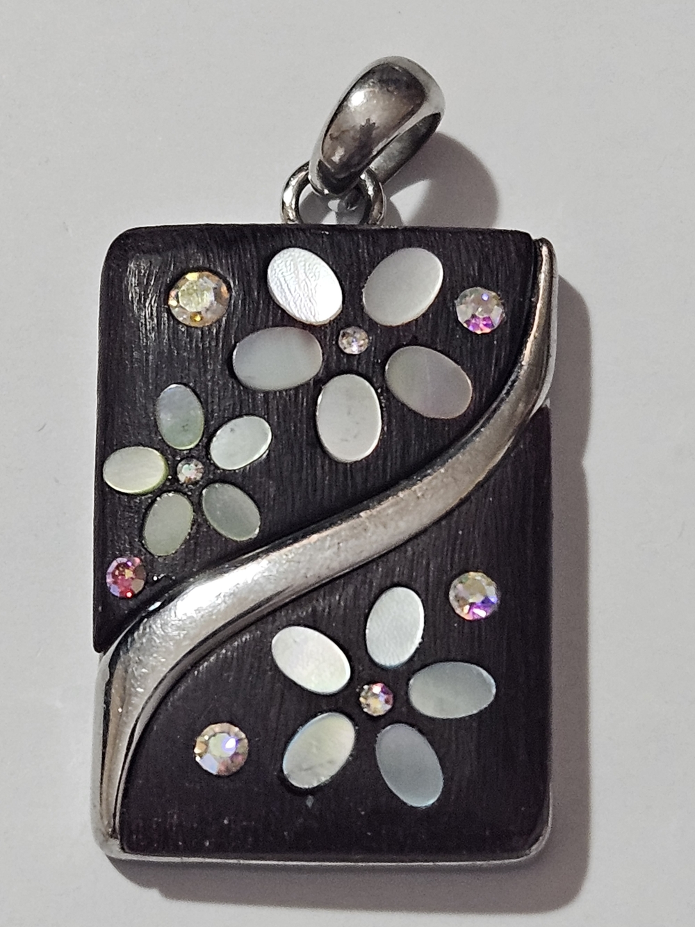 Lia Sophia Brown Floral Mother-of-Pearl Pendant with Silver Accents